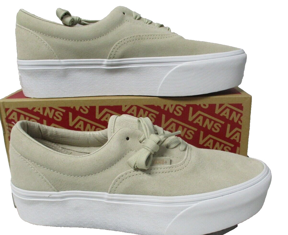 Vans Era Stackform French Oak Shoes Tan Beige Platform Suede Womens Sz 10.5